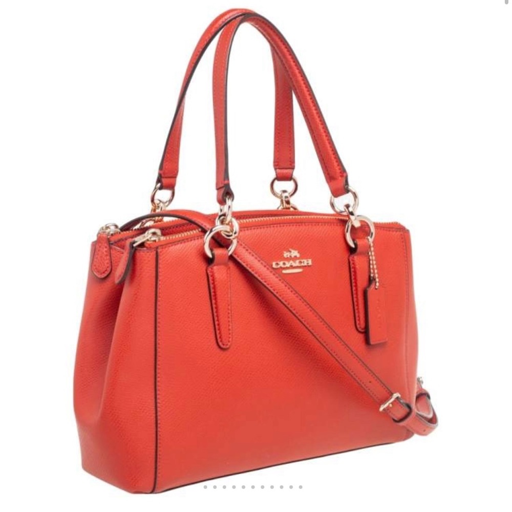 Coach Red Leather Satchel with Crossbody Strap - Picture 5 of 9